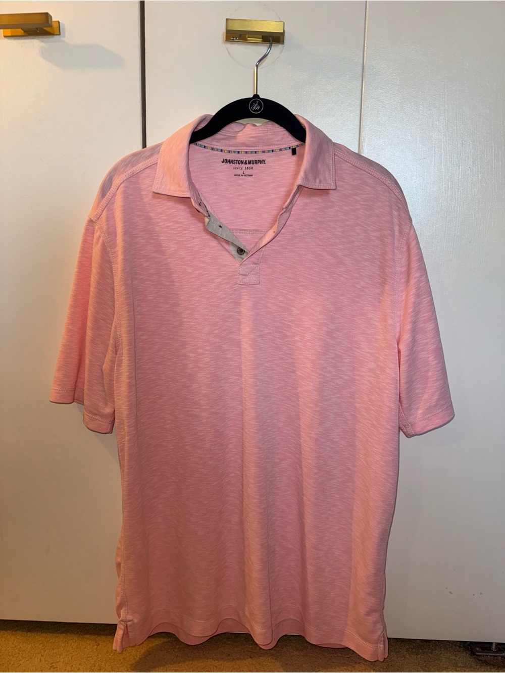 Johnston & Murphy Men's Light Pink Polo Shirt